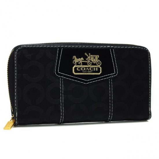 Coach In Signature Large Black Wallets AXO | Women